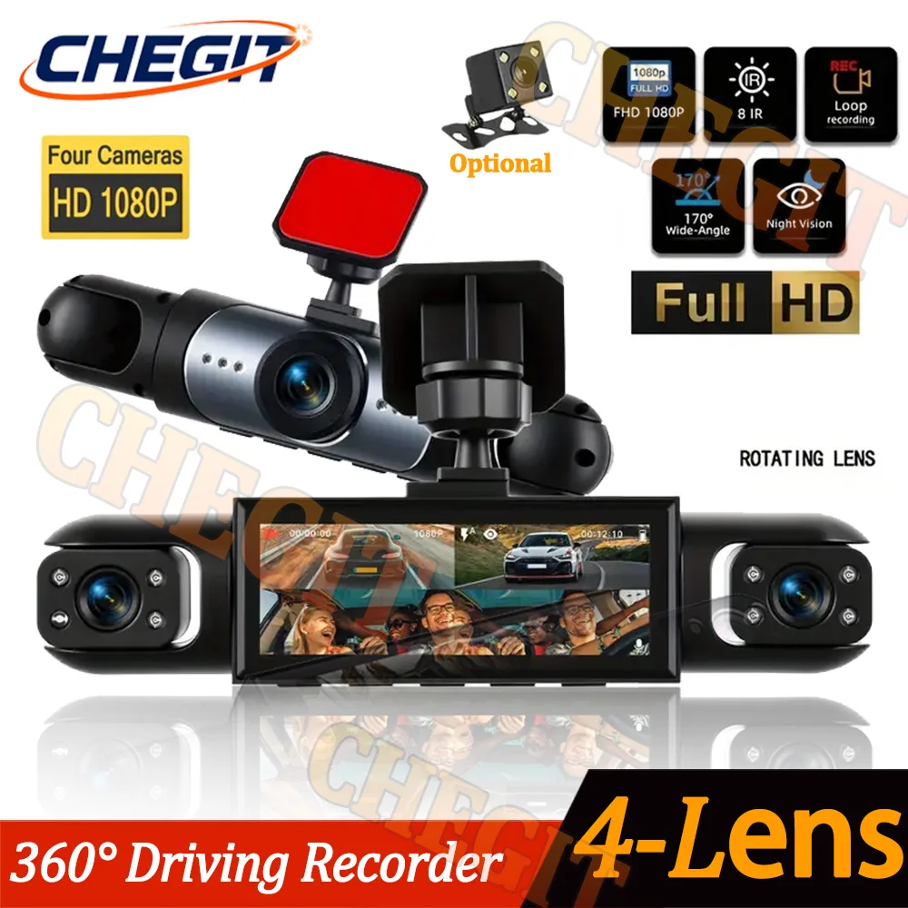 Panoramic Dash Cam 360 - NOUVEAU 360 ° Caméra embarquée 1080P,