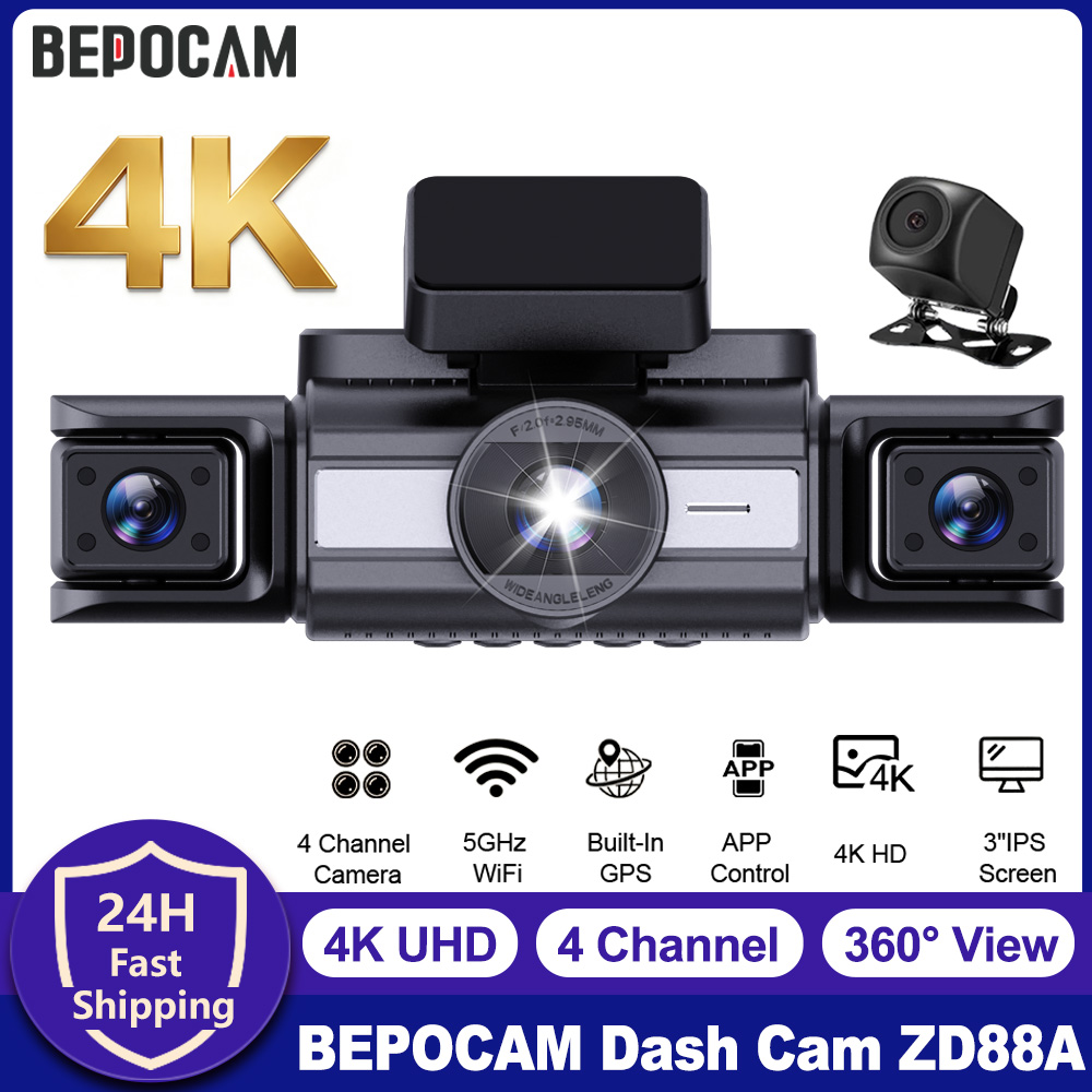 Panoramic Dash Cam 360 - Caméra embarquée BEPOCAM 4 canaux 4K